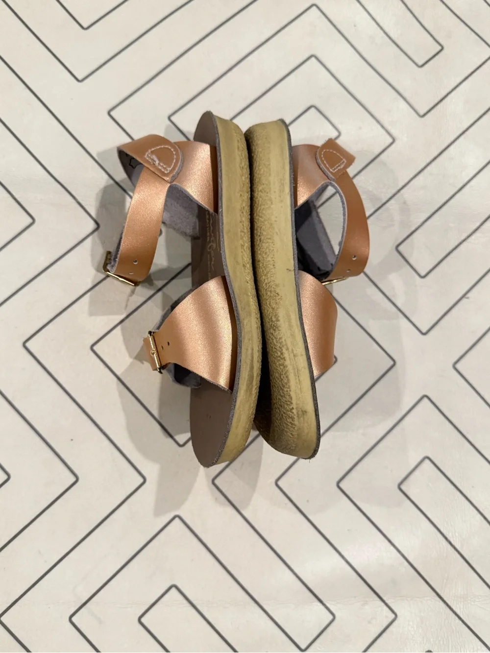 Sun and Sand Rose Gold Buckle Strap Sandals
